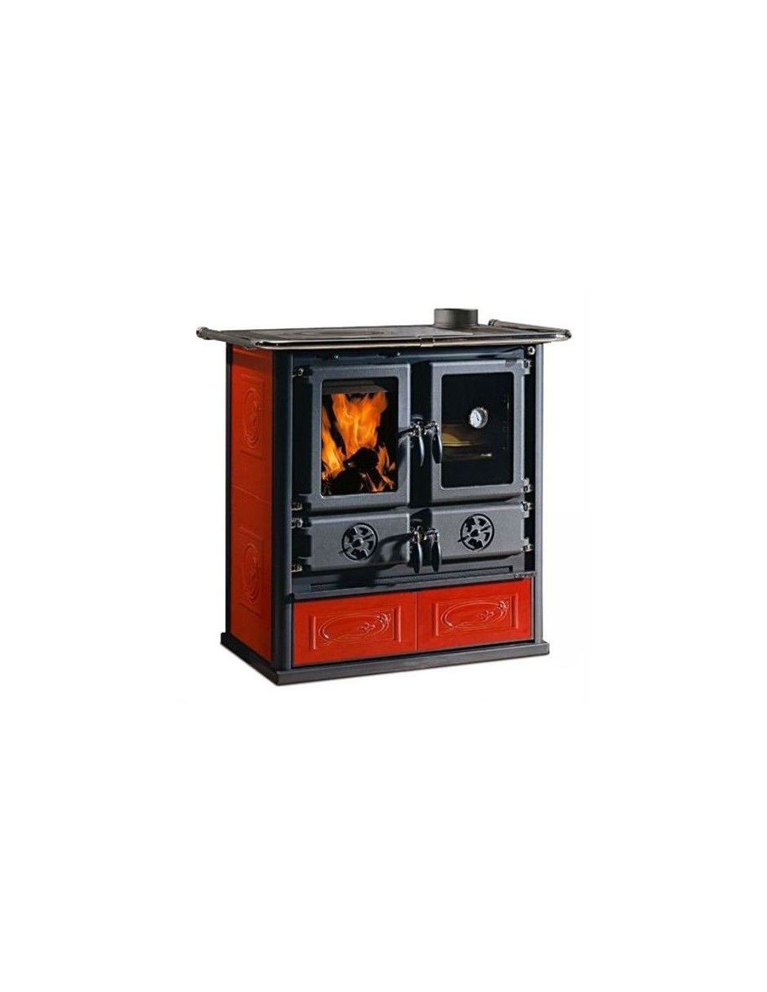 Cucina a legna la nordica + extraflame "rosetta liberty" bordeaux 7,9 kw